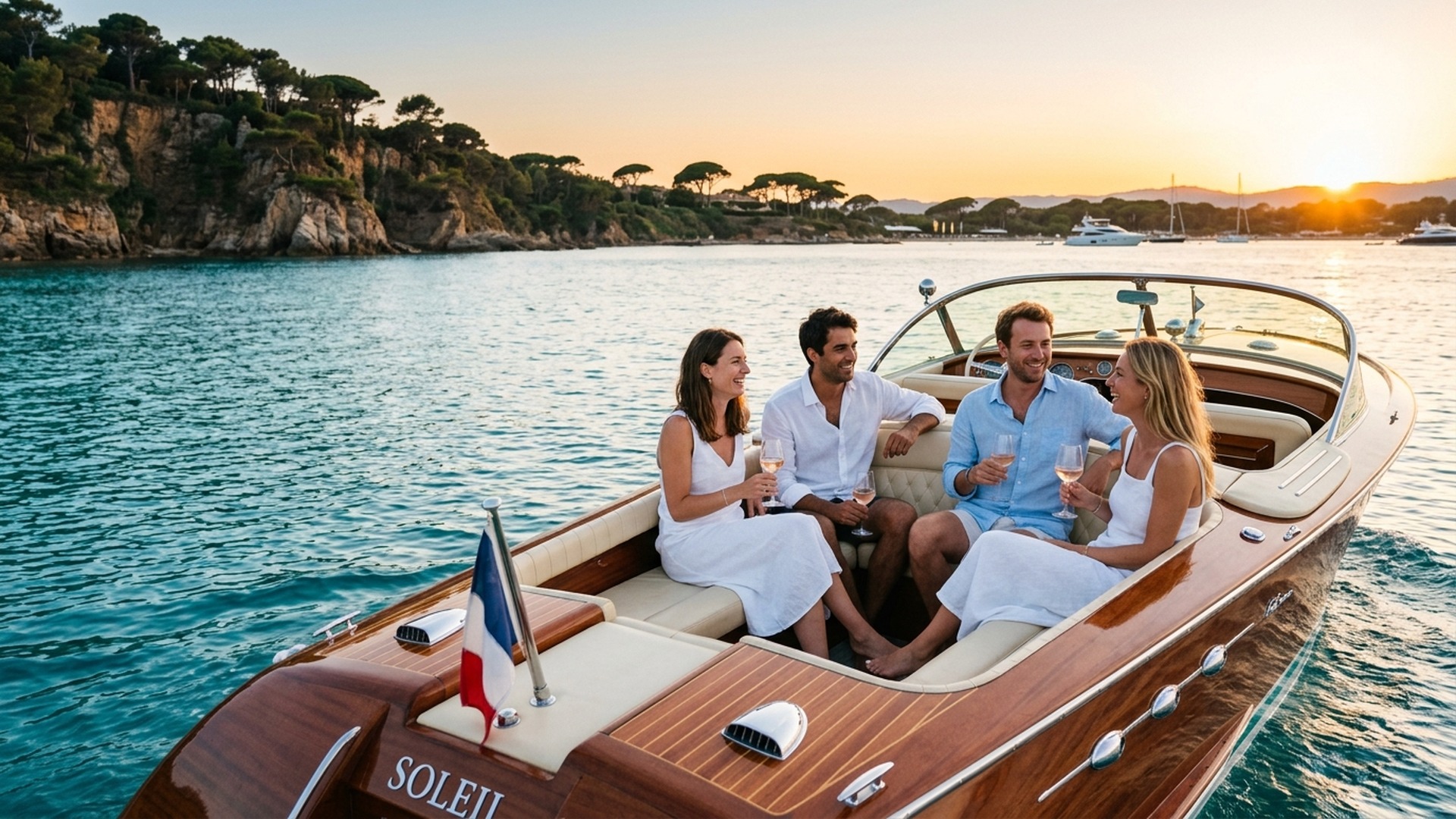 Coucher de soleil sur un bateau dans le Var